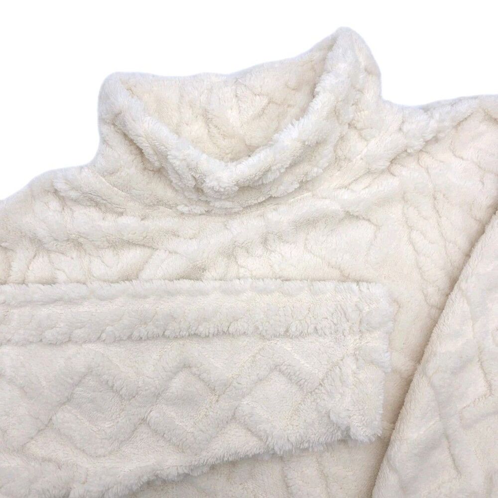 Eddie Bauer Women's Ultrasoft Cable Stretchy Fleece Pullover Ivory Mockneck XL - Picture 3 of 9